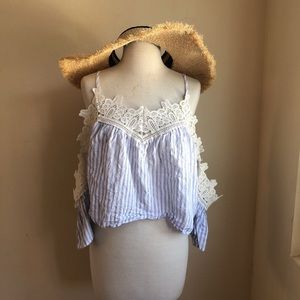 Stella Cruz Striped cold shoulder top